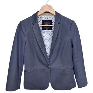 Outback Red OBR Long Sleeve Collared One Button Blue Blazer. Zip Pockets. Small.